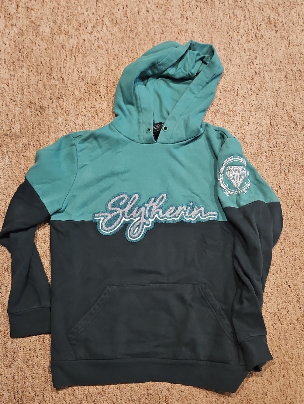Slytherin Two-Tone Pullover Hoodie in Green and Black